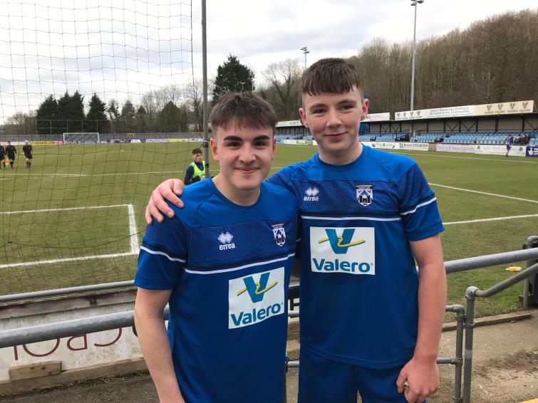 Archie Hillier-Wood and Iori Humphreys - battled hard at the heart of the Bluebirds defence